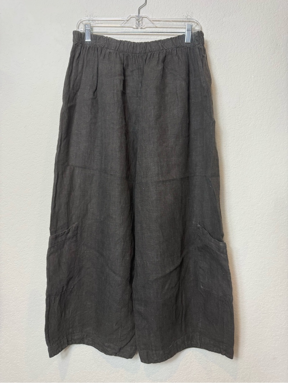 Bryn Walker Women's Wide Leg 100% Linen Pants with Pockets - Dark Brown Comfy XL
